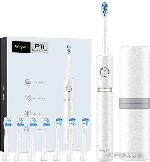 Электрическая зубная щетка Fairywill P11 (белый, 8 насадок) в интернет-магазине НА'СВЯЗИ
